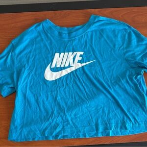 Nike Blue Loose Fit Cropped T-Shirt